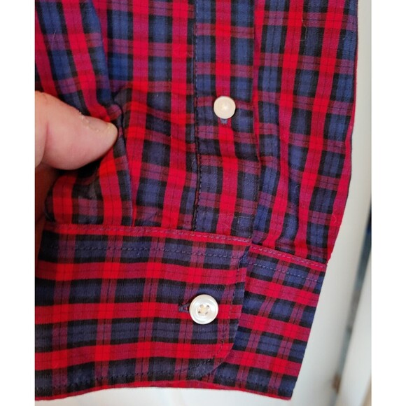 Dockers Long Sleeve Red-Blue Plaid Button Down Shirt Size XL - Picture 4 of 8